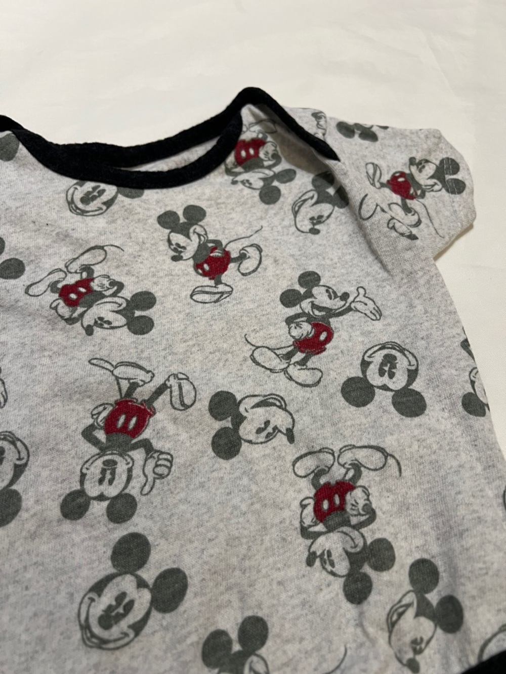 “Bundle 10/$13” Disney 6-9mGrey, Black & Red Mickey Mouse Short-Sleeve One-Piece - Picture 4 of 6
